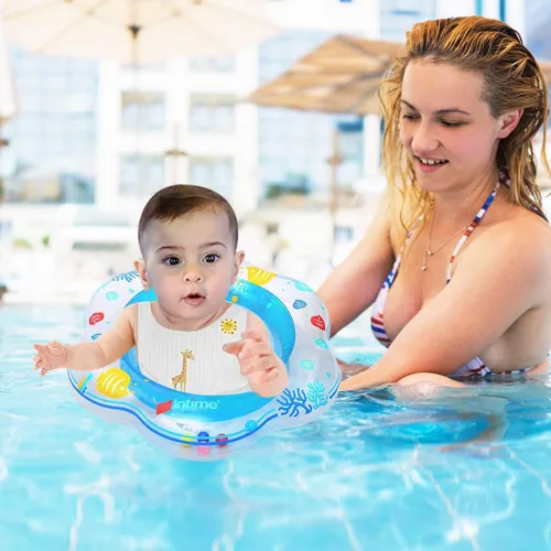 Miniatura 2 de Arcimatto Flotadores de piscina para bebés, balsa inflable con asa, asiento de seguridad doble, anillo de natación para niños, flotadores de agua