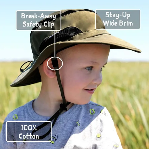 Miniatura 2 de JAN & JUL Gorro de jaspe junior para niños, algodón UPF 50+, talla ajustable