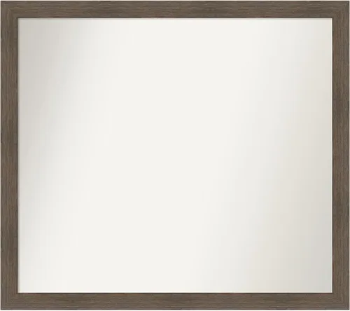 Miniatura 557 de Amanti Art Espejo de pared personalizado no biselado (24 x 27 pulgadas), marco estrecho de nogal chipre - varios tamaños personalizados - Espejo