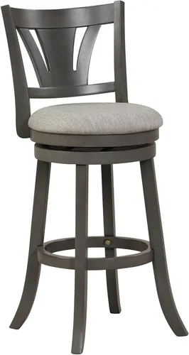 Miniatura 9 de COSTWAY Taburete de bar para isla de cocina, taburete de bar giratorio de 26.5 pulgadas con respaldo curvado y asiento acolchado suave, patas