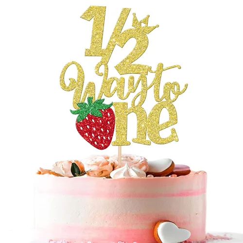 Miniatura 29 de 1 pieza de decoración para pastel de tercer cumpleaños con temática de fresa, flor brillante con temática de frutas dulces, decoración de pastel