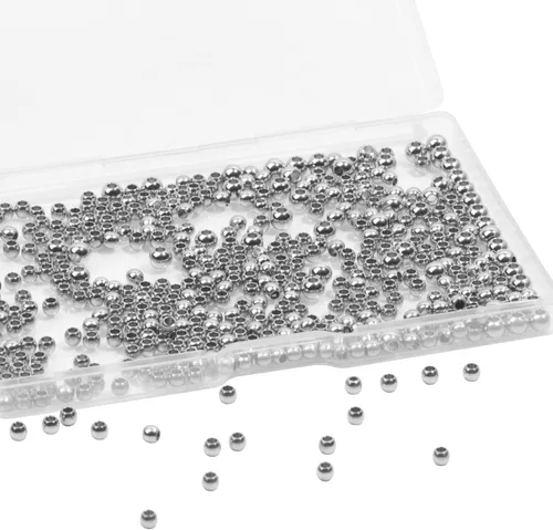 Miniatura 8 de 400 cuentas espaciadoras redondas de acero inoxidable 304 para hacer joyas, cuentas de metal lisas sin costuras, 0.157 pulgadas para hacer collares