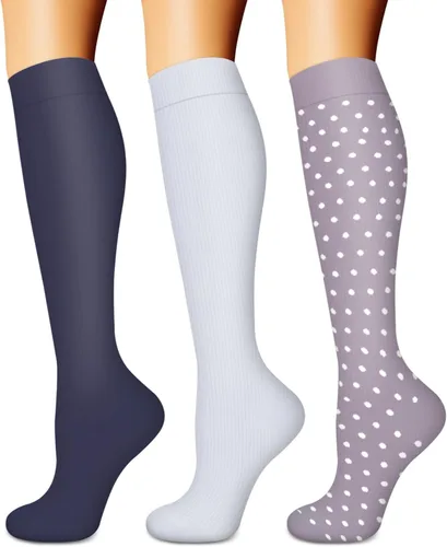 Miniatura 25 de Calcetines de compresión para mujeres y hombres (3 pares) – El mejor apoyo para enfermeras, correr, senderismo, recuperación y calcetines de vuelo