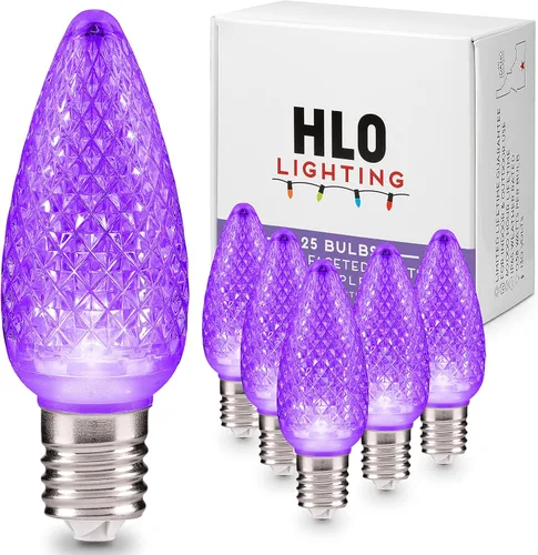 Miniatura 27 de HLO Lighting Juego de 25 bombillas LED de Navidad C9 de color blanco cálido para uso en interiores y exteriores Bombilla de repuesto duradera