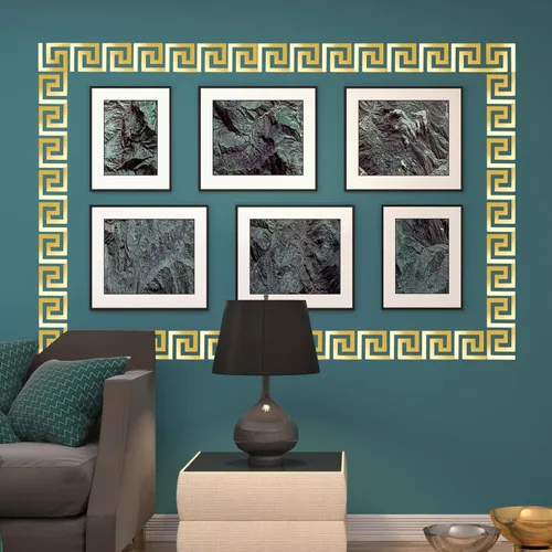 Miniatura 4 de Shappy 24 calcomanías de pared de espejo para bricolaje, removibles, adhesivas, geométricas, griegas, para despegar y pegar, para el hogar, sala