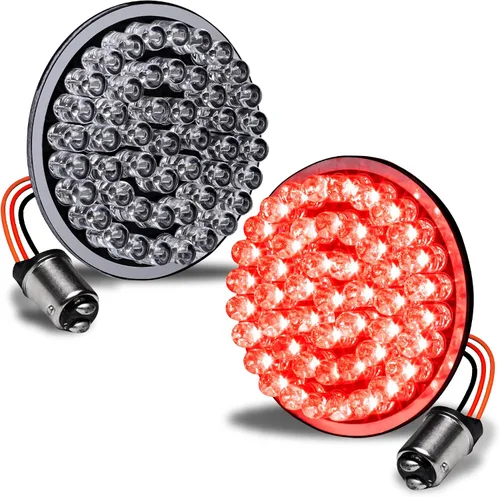 Miniatura 12 de TRUE MODS 2" 1156 Luz trasera LED anaranjada de señal de giro para Harley Davidson [Juego de par] [Acabado negro] [Estilo bala] Para Harley