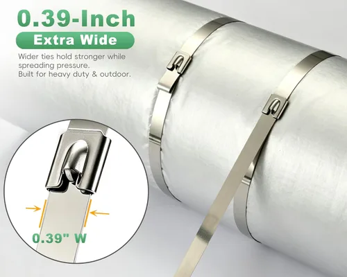 Miniatura 3 de 30-inch Extra Long Metal Zip Ties (50pcs) - Extra Wide Stainless Steel Cable Ties 500lbs Heavy Duty Self-Locking Strap Ties for Industrial &