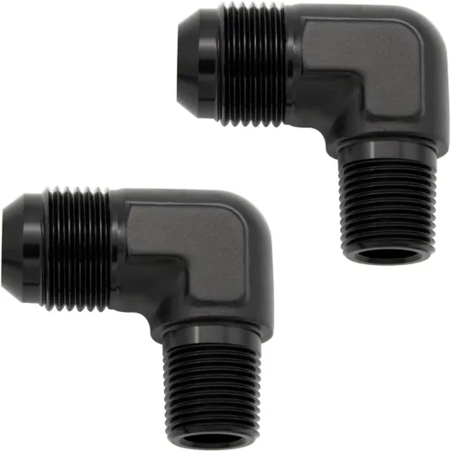 Miniatura 50 de Adaptador de tubo de manguera de combustible de aluminio recto 16AN acampanado a 3/4" NPT macho Unión de rosca negro