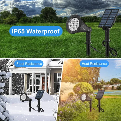 Miniatura 4 de T-SUNUS - Focos solares de paisaje que cambian de color, luces solares impermeables para exteriores, luz de estanque de jardín ajustable de 180°