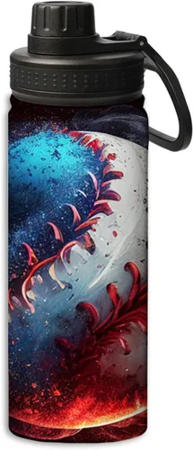 Miniatura 20 de Hermosa botella de agua de acero inoxidable de 18 onzas con patrón circular de mandala dorada, botella de agua deportiva de doble pared aislada al