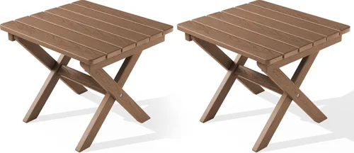 Miniatura 17 de SERWALL Mesa auxiliar Adirondack, mesa auxiliar para exteriores, sin montaje, mesa plegable pequeña de HDPE para patio trasero, piscina, porche