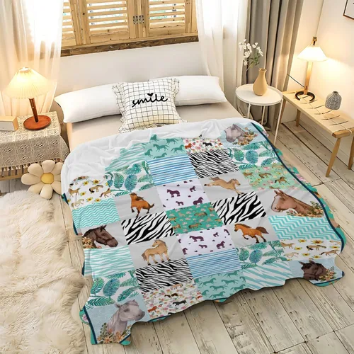 Miniatura 5 de Manta de caballo, regalo para niñas de 10 a 12 años, mujeres, adolescentes, manta de franela de forro polar, manta decorativa de caballos, manta