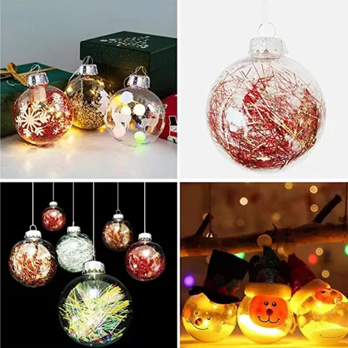 Miniatura 5 de Neioaas Bolas de Plástico Transparente Colgante - Juego de 12 Bolas Decorativas de Navidad DIY, Bolas Rellenables de Plástico Transparente DIY