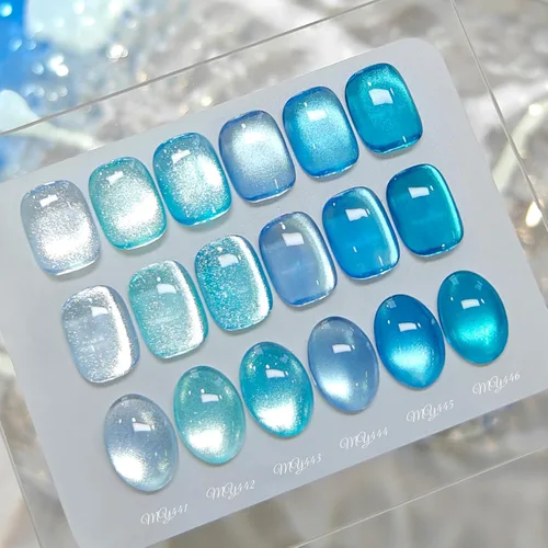 Miniatura 31 de Born Pretty Esmalte de uñas de gel de ojo de gato magnético, esmalte de gel pastel lechoso magnético azul pastel verde púrpura rosa nude plateado