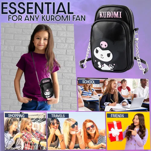 Miniatura 2 de Get Trend Bolsa cruzada para teléfono para niñas, pequeña bolsa de hombro para viajes, escuela, regalos para niñas Kuromi negro