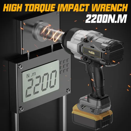 Miniatura 9 de Llave de impacto inalámbrica de 1/2 pulgada compatible con batería Dewalt de 20 V, 1600 pies-libras (2200 N.m), pistola de impacto de alto par