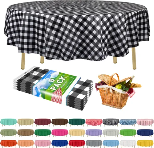 Miniatura 26 de Zimpleware - Mantel redondo de plástico para fiestas de 213 cm (84 pulgadas) de diámetro (paquete de 1, 6 y 12 unidades)