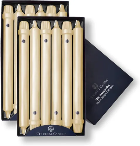 Miniatura 65 de Colonial Candle Vela cónica sin perfume, colección Handipt, ámbar, 12 pulgadas, paquete de 12, hasta 10 horas de combustión