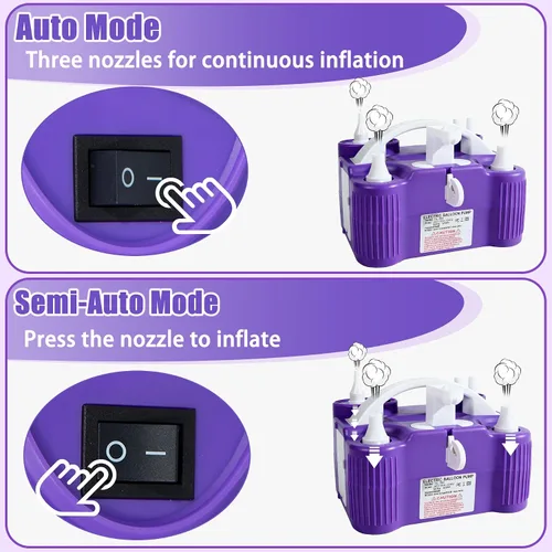 Miniatura 8 de PCFING Balloon Pump Electric, 4-in-1 Air Pump Inflator Blower Machine for All Balloons & Inflation, Triple Inflating Ports for Latex 260q Foil