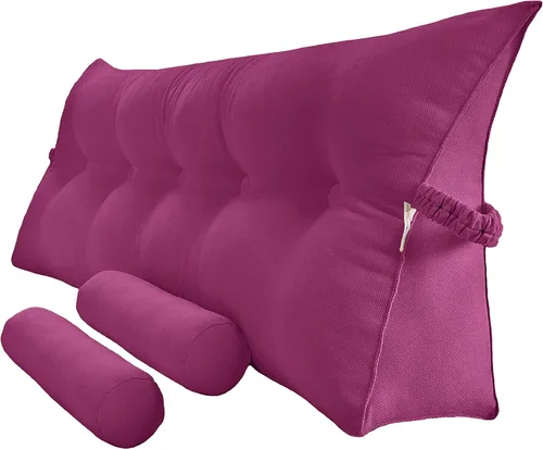 Miniatura 24 de Peachwell Almohada triangular de lectura para reposo de cama, cojín bolster grande para cabecero, respaldo, almohada de cuña con dos almohadas