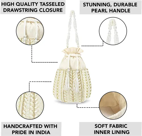 Miniatura 2 de Aheli Potli Bags for Women Evening Bag Clutch Ethnic Bride Purse with Drawstring