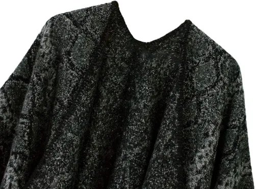 Miniatura 3 de Chal estilo poncho con frente abierto con patrón vintage capa para mujer