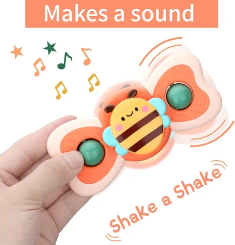 Miniatura 6 de LZZAPJ Juguetes giratorios de aprendizaje sensorial para niños pequeños de 1 a 3 años, bebés de 6 a 12 a 18 meses, juguete giratorio con ventosa