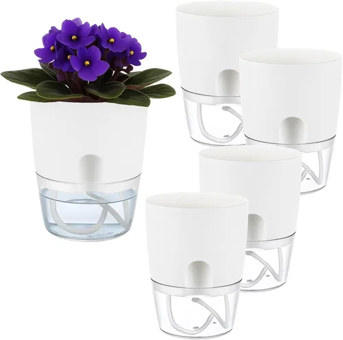Miniatura 18 de Macetas de riego automático para plantas de interior, macetas para exteriores, paquete de 3 macetas de riego automático de 6 pulgadas, macetas