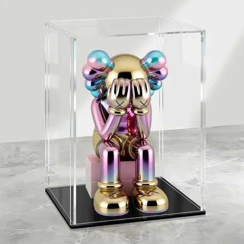 Miniatura 31 de LANSCOERY Vitrina de Acrílico, Caja de Exhibición Ensamblable para Coleccionables, con Diseño a Prueba de Polvo y Sin Costuras, Base Negra de Negro