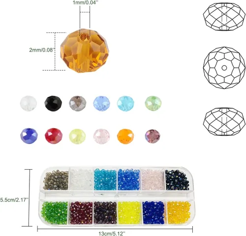 Miniatura 3 de Cuentas de cristal de 0.079 pulgadas de color AB galvanizado, cuentas de Rondelle facetadas, sección de cuentas sueltas naturales para mujer