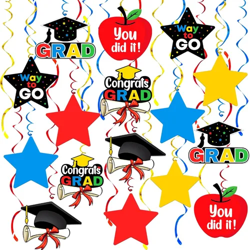 KatchOn, 30 espirales colgantes de graduación de jardín de infantes, sin bricolaje | Coloridas graduaciones preescolares para decoraciones de
