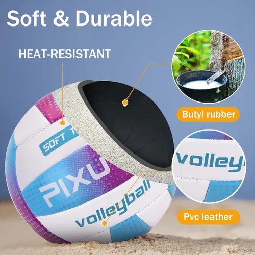Miniatura 4 de Voleibols Tamaño Oficial 5, Voleibol Suave para Exterior para Niños, Jóvenes, Adultos, Interior, Parque, Juegos de Playa (Regalo para Principiantes)