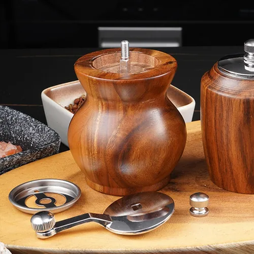 Miniatura 8 de Molinillo de pimienta, molinillo de pimienta de madera clásico para cocina, molinillo de pimienta manual de madera y acrílico, molinillo de sal