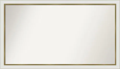 Miniatura 281 de Amanti Art Espejo de baño blanco para sobre el fregadero, 30 x 35 pulgadas, espejo de tocador rectangular estrecho de Eva de oro blanco, marco