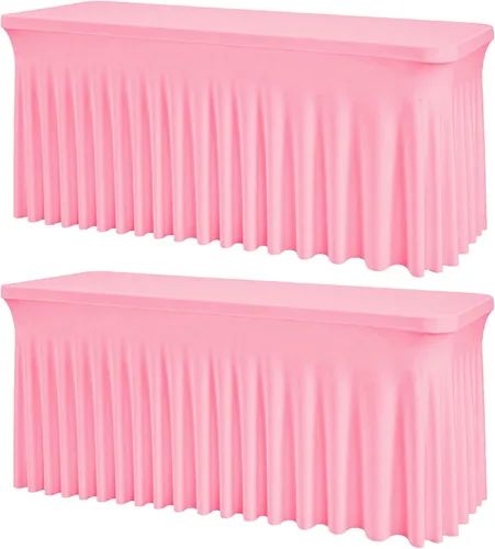 Miniatura 22 de Mantel rectangular de elastano negro, funda elástica ajustada para mesas rectangulares de 1,8 m, falda de mesa elástica sin arrugas para decoración