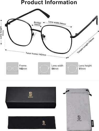 Miniatura 5 de SOJOS Classic Square Blue Light Blocking Glasses for Women Men Stylish Computer Glasses SJ1137
