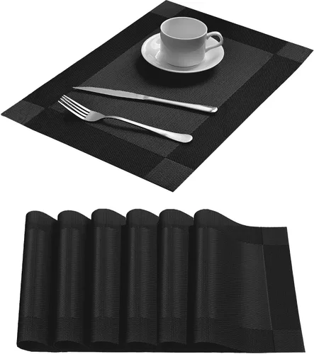 Miniatura 7 de Manteles individuales para mesa de comedor, juego de 6 unidades, resistentes al calor, antideslizantes, de vinilo para cocina y comedor, 18" * 12