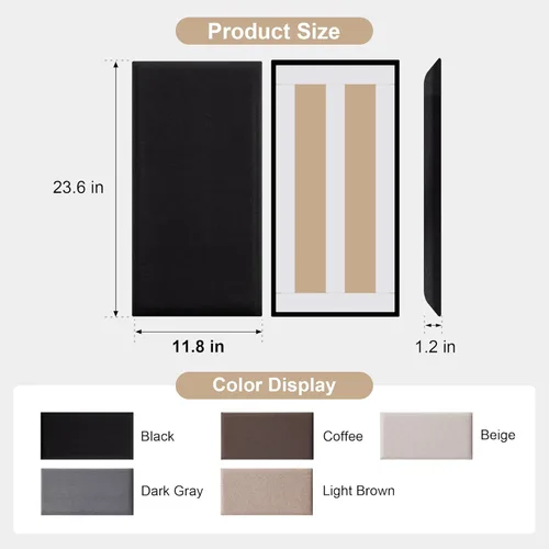 Miniatura 2 de Fromann Cabecera tapizada para montar en la pared para camas de tamaño Queen/TXL/King, cabecero autoadhesivo de 23.6 x 11.8 pulgadas, paneles