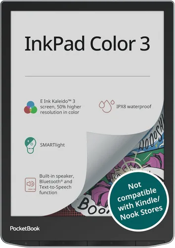 PocketBook InkPad Color 3 E Ink E-Lector 32GB - Pantalla E-Papel Color Mejorada de 7.8'' - Lector de Audiolibros y Libros Electrónicos con