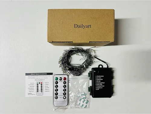 Miniatura 7 de Dailyart - Cadena de luces LED de 6 pies con 120 microestrellas, funciona con pilas, impermeable, alambre de cobre verde oscuro, para guirnalda