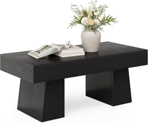 Miniatura 10 de LITTLE TREE - Mesa de café de granja, mesas de centro rectangulares de madera de 47 pulgadas con base gruesa, muebles modernos de cóctel y té