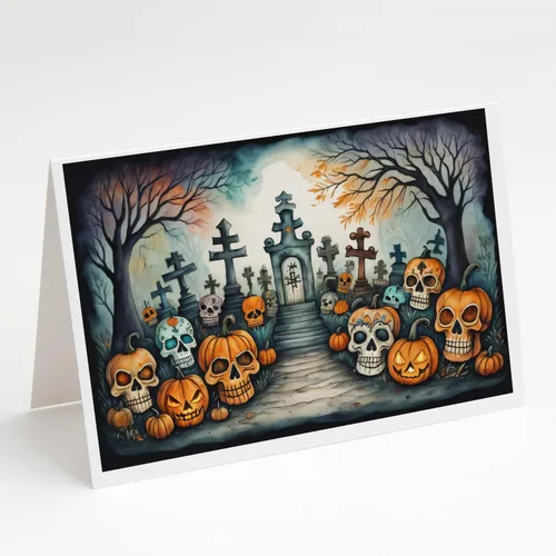 Miniatura 15 de Caroline's Treasures DAC2223GCA7P - Tarjetas de felicitación y sobres de Halloween espeluznantes de gato negro, paquete de 8 tarjetas en blanco