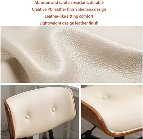 Miniatura 4 de Silla de oficina en casa con ruedas, silla de oficina cómoda y suave sin brazos, silla de oficina tapizada, silla de computadora giratoria moderna