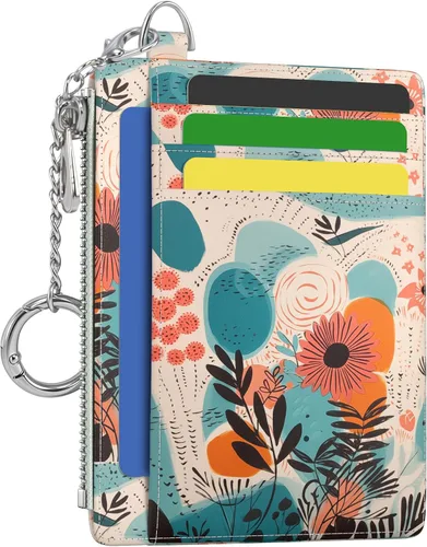 Miniatura 12 de Hancynir Cartera delgada para mujer con soporte para tarjetas de crédito RFID, pequeña mini funda para tarjetas con bolsillo frontal de PU, cartera