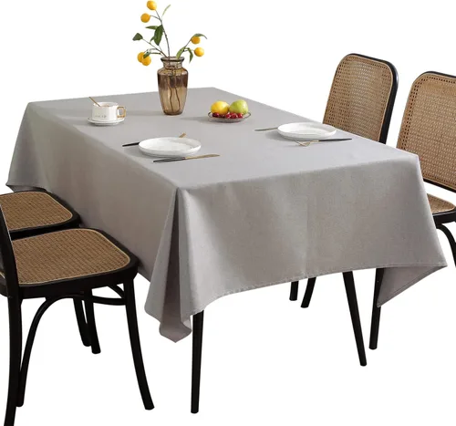 Miniatura 7 de Jeloris Mantel rectangular de lino de algodón, impermeable y a prueba de derrames, estilo nórdico, suave y resistente a las arrugas, mantel de tela