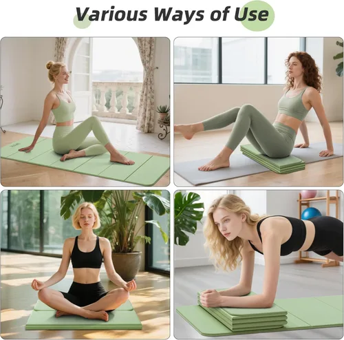 Miniatura 7 de Foldable Yoga Mat,74"Lx32"Wx1/3"Thick,Folding Exercise Mat,Non-slip Wide Pilates Mats for Home Workout/Travel, Portable Yoga Mat Thick for Verde