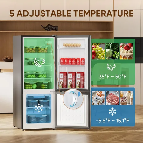 Miniatura 4 de Upstreman - Refrigerador de 7.1 pies cúbicos con congelador inferior, refrigerador para apartamento con congelador, energéticamente eficiente