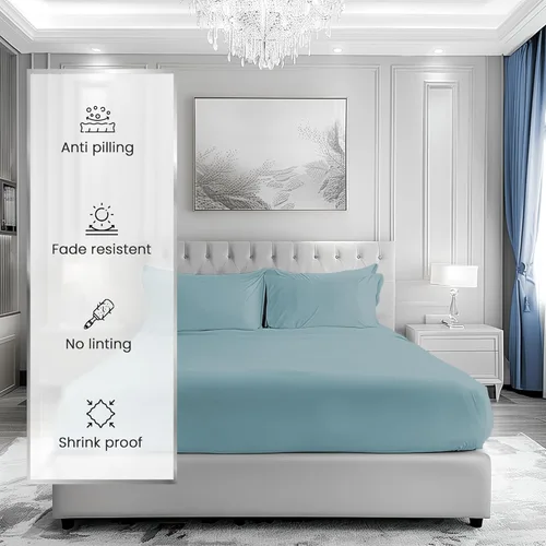 Miniatura 6 de Juego de sábanas 100% algodón para cama King, juego de sábanas certificadas de 1000 TC con bolsillo profundo, juego de sábanas y fundas de almohada