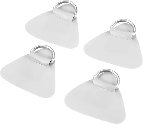 X AUTOHAUX 4 Pcs D Ring Patch PVC Stainless Steel Triangle Shape D Ring Pad for Inflatable Boat Kayak Canoe Deck Gris