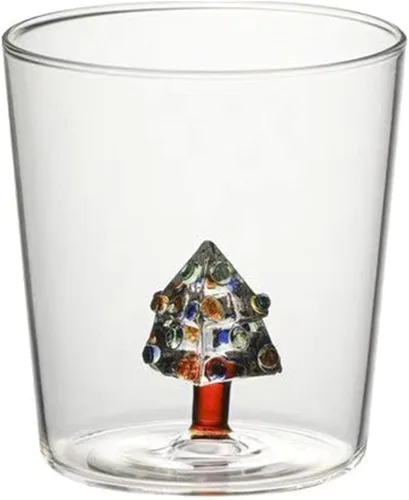 Miniatura 12 de Vaso de vidrio 3D con figura de árbol de Navidad en el interior, sin tallo, para vino, agua, leche, copa de vidrio, copa de árbol de Navidad